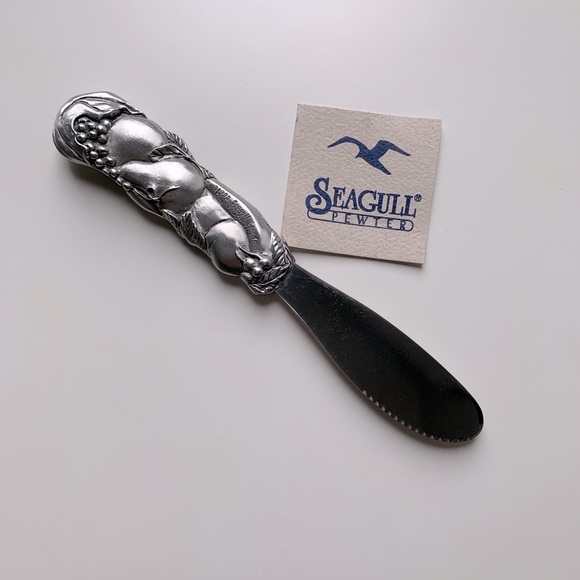Vintage seagull pewter spreaders, 4pc set NEW - Picture 2 of 3